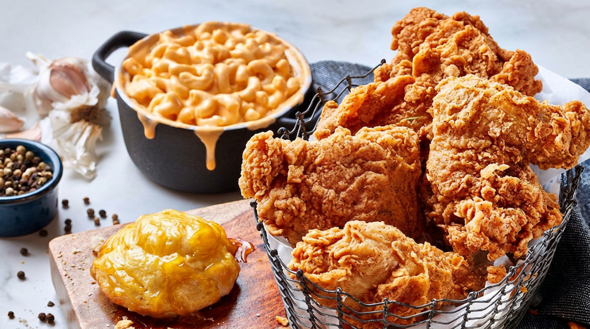 Chicken, wings, biscuits and more