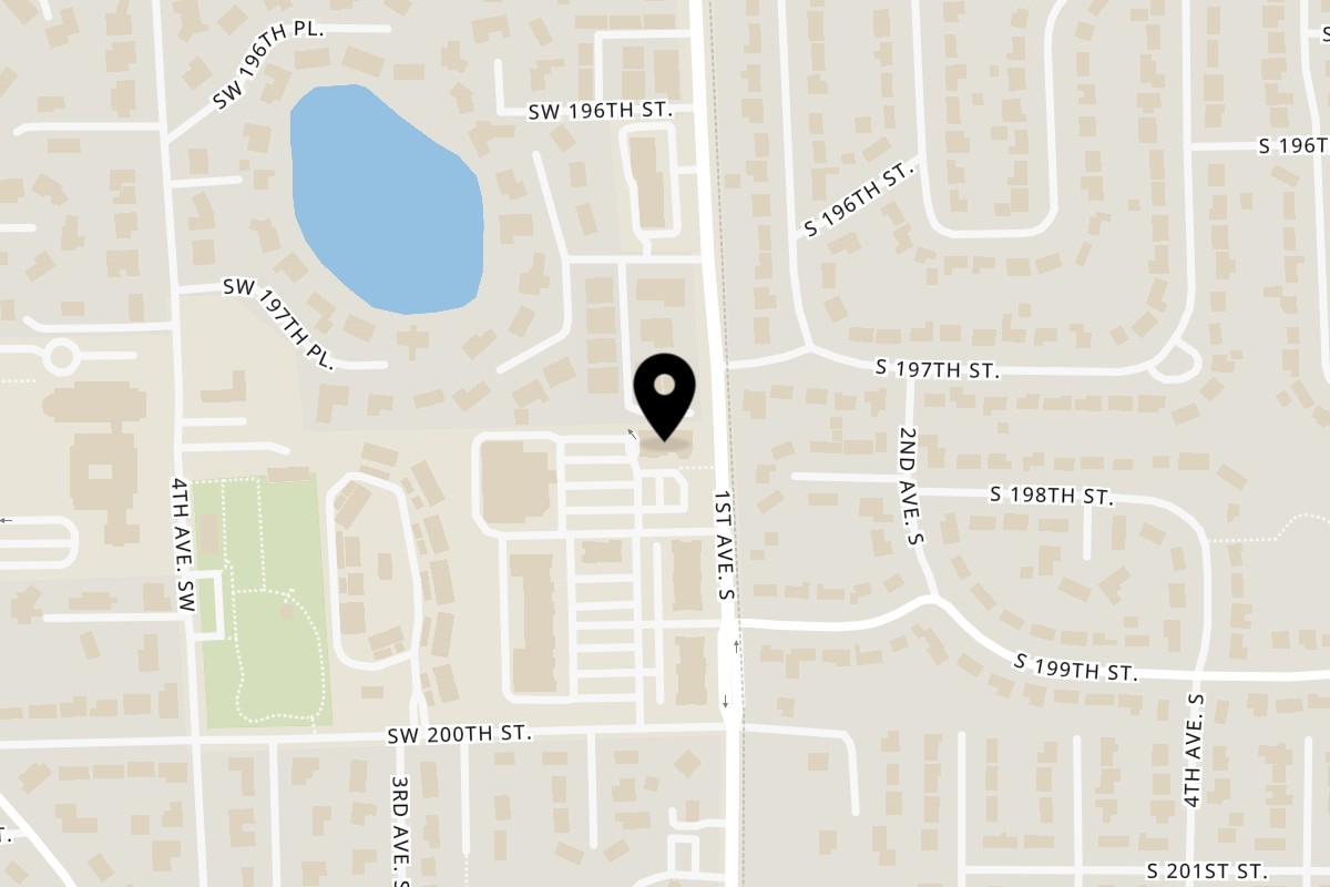 Map showing the location of Krispy Krunchy Chicken Normandy Park on 19803 1st Ave S in Normandy Park