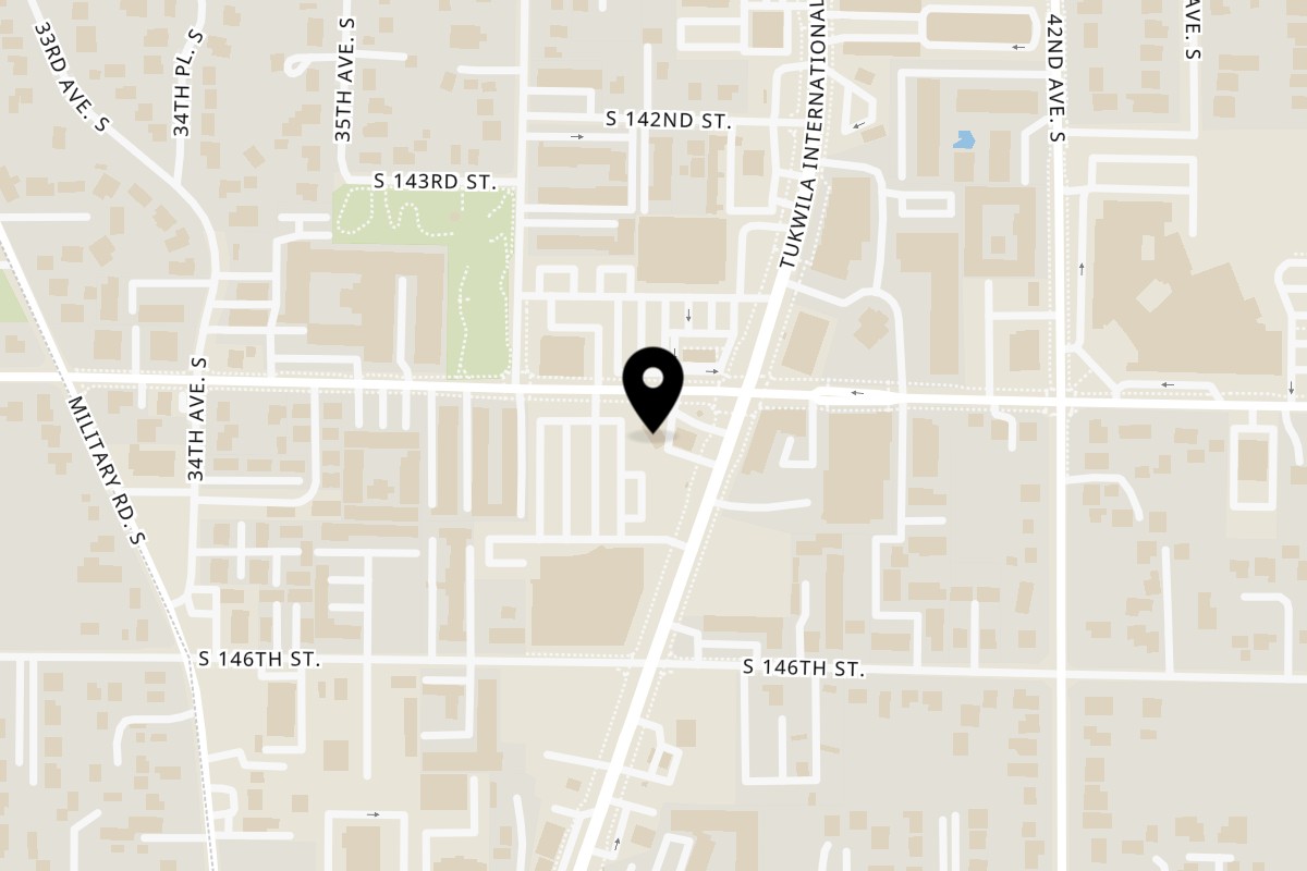 Map showing the location of Krispy Krunchy Chicken Tukwila International on 14415 Tukwila International Blvd in Tukwila