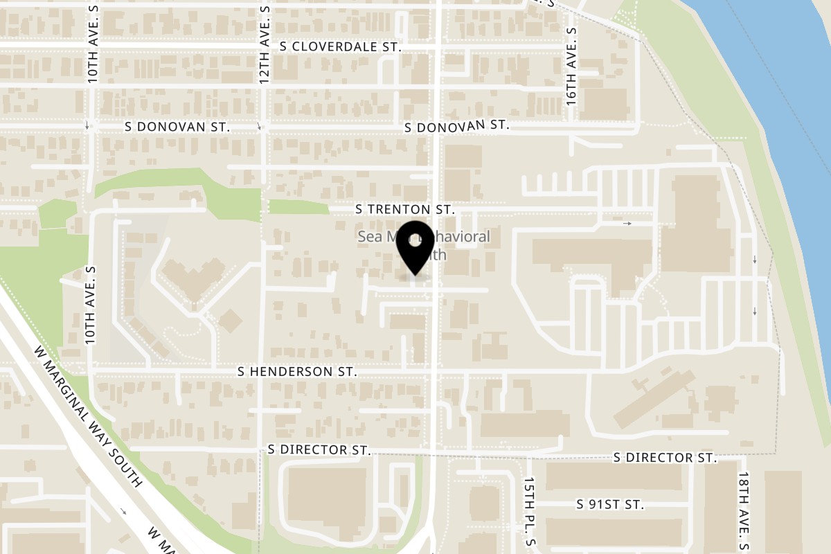 Map showing the location of Krispy Krunchy Chicken 14th Avenue South on 8819 14th Ave S in Seattle