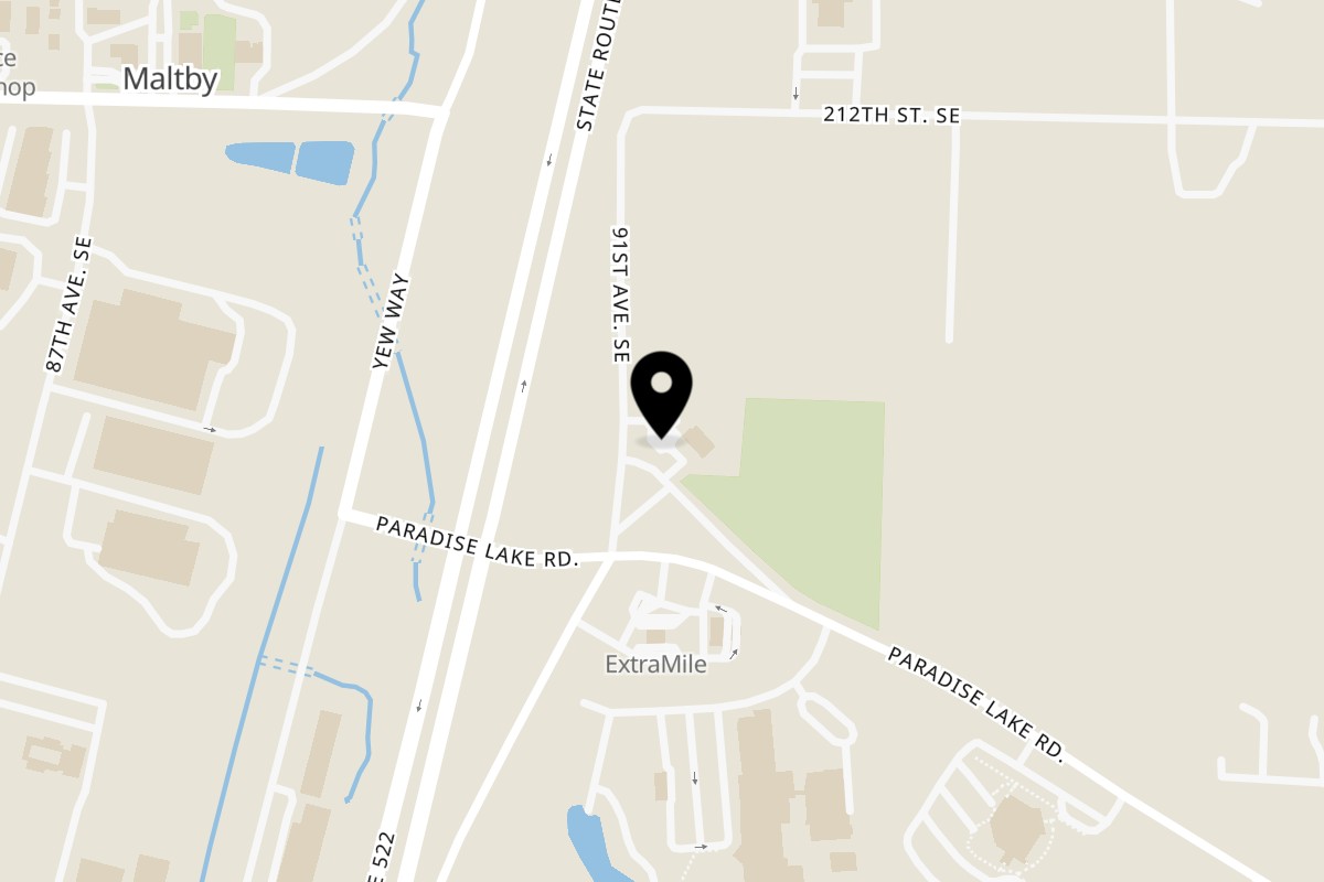 Map showing the location of Krispy Krunchy Chicken Paradise Lake on 9125 Paradise Lake Rd in Snohomish