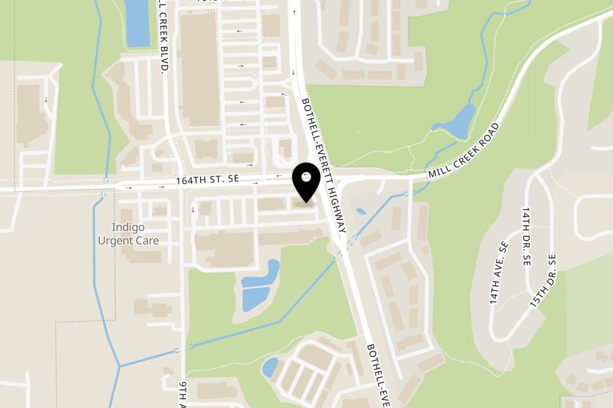 Map showing the location of Krispy Krunchy Chicken Mill Creek on 1026 164th St SE in Mill Creek